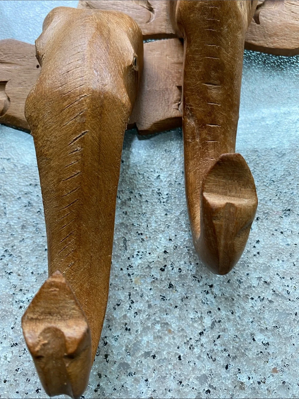 Vintage Hand-Carved Wooden Elephant Hooks